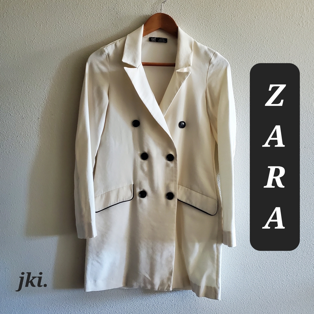 ZARA Women's Cream Double-Breasted Blazer - Picture 1 of 5